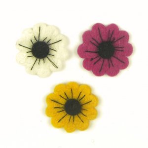 Plstěné kytičky barevné – 3ks