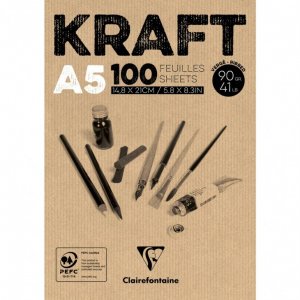 Hnědý blok Kraft A3 90g, 100 listů