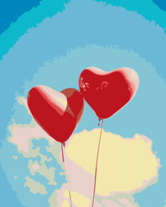 Malování podle čísel – balonky ve tvaru srdce 40x50cm, napnuté plátno