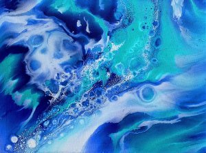 Modro-tyrkysově-bílá abstrakce