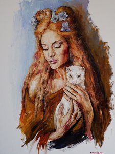 Lady Angie mit Hermelin