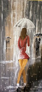Signora sotto la pioggia
