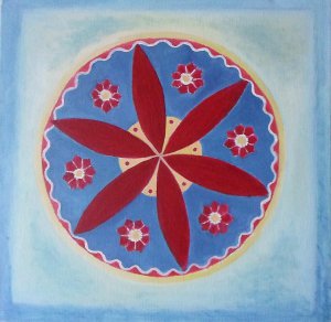 Mandala with red flower