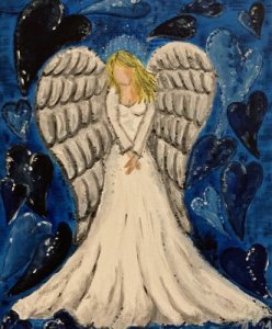 Anioł w niebieskich sercach