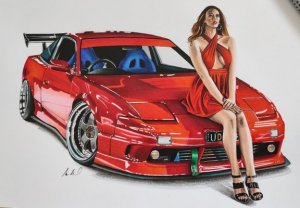 Nissan S13 and girl