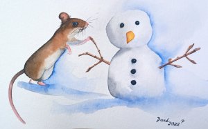 Ratón y muñeco de nieve