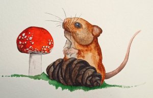 Mouse with toadstool