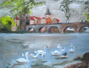 Cisnes en el Puente de Carlos