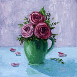 "Rose in a green cup"