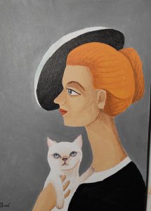 Dame mit Katze