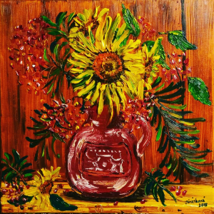 Sunflower with rowan in a jug