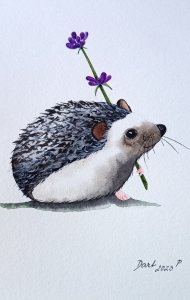 Hedgehog with lavender