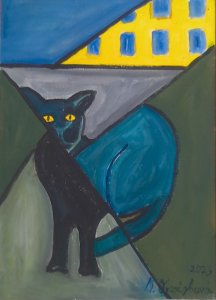 Gatto nero sulla strada