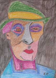Portrét , dáma v zeleném klobouku