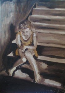 Děvčátko na schodech