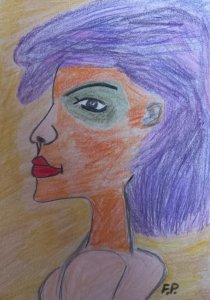Porträt einer Frau, violett