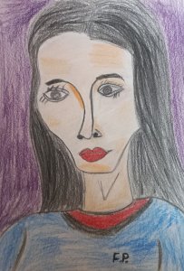 Portrait d'une jeune fille, bleu.