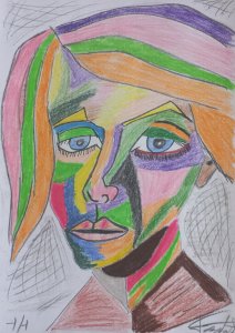 Portrét ženy v barvě.