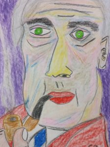 Portret mężczyzny z fajką - N.B.