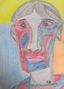 Portrait d'un homme - rouge et bleu.