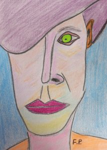 Retrato de mujer - con sombrero J.S.