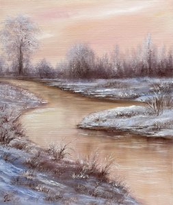 Frostiger Morgen am Fluss