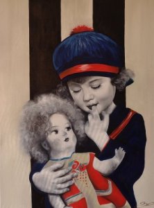 kleines Mädchen mit Puppe