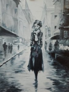 Mujer bajo la lluvia
