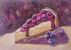 Slice of blueberry cheesecake