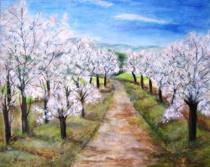 Blooming almond trees in Hustopeče