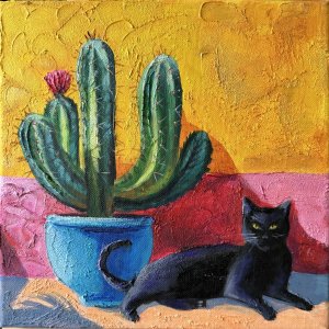 Katze und Kaktus