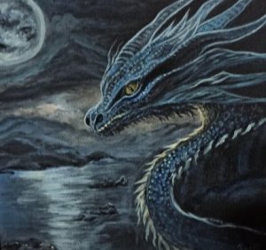 Dragon et pleine lune
