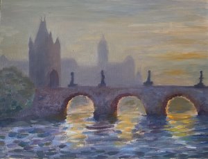 Hajnal a Károly hídon