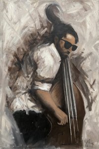 Musician with double bass