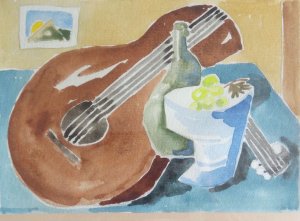 Nature morte avec bol et guitare