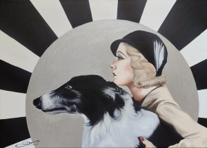 Lady with a greyhound