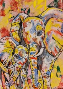 Colourful elephants
