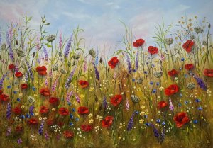 Hot Embrace: poppies and wild flowers