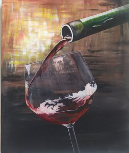 Liebkosung mit einem Glas Wein