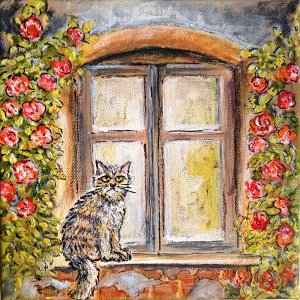 Haustiere am Fenster Katze