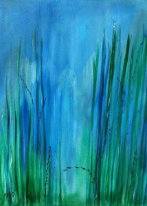 Mihotavé traviny v modrozeleném oparu