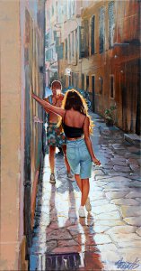 Lány a Korfu utcán