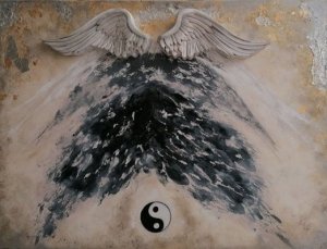 Malba s 3D krídlami "Strážny anjel domu"