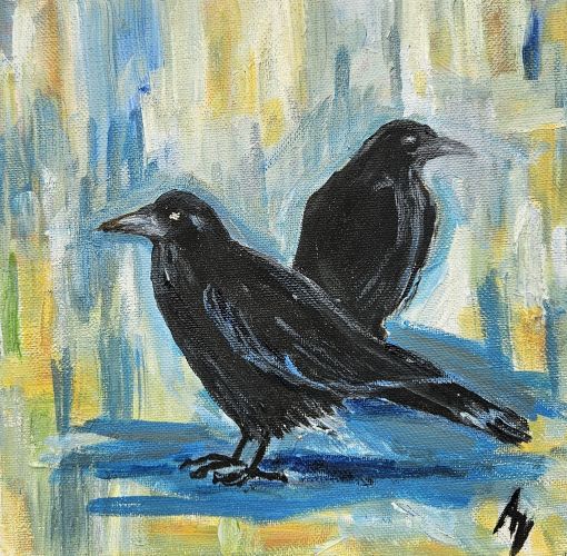 Pár, Alice Valkárová — Olajfestmény, Impresszionizmus, Vászon — 20 × 20 cm