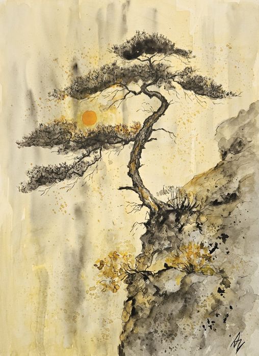 Vertikála, Alice Valkárová — Watercolor, Other Style, Paper — 30 × 40 cm