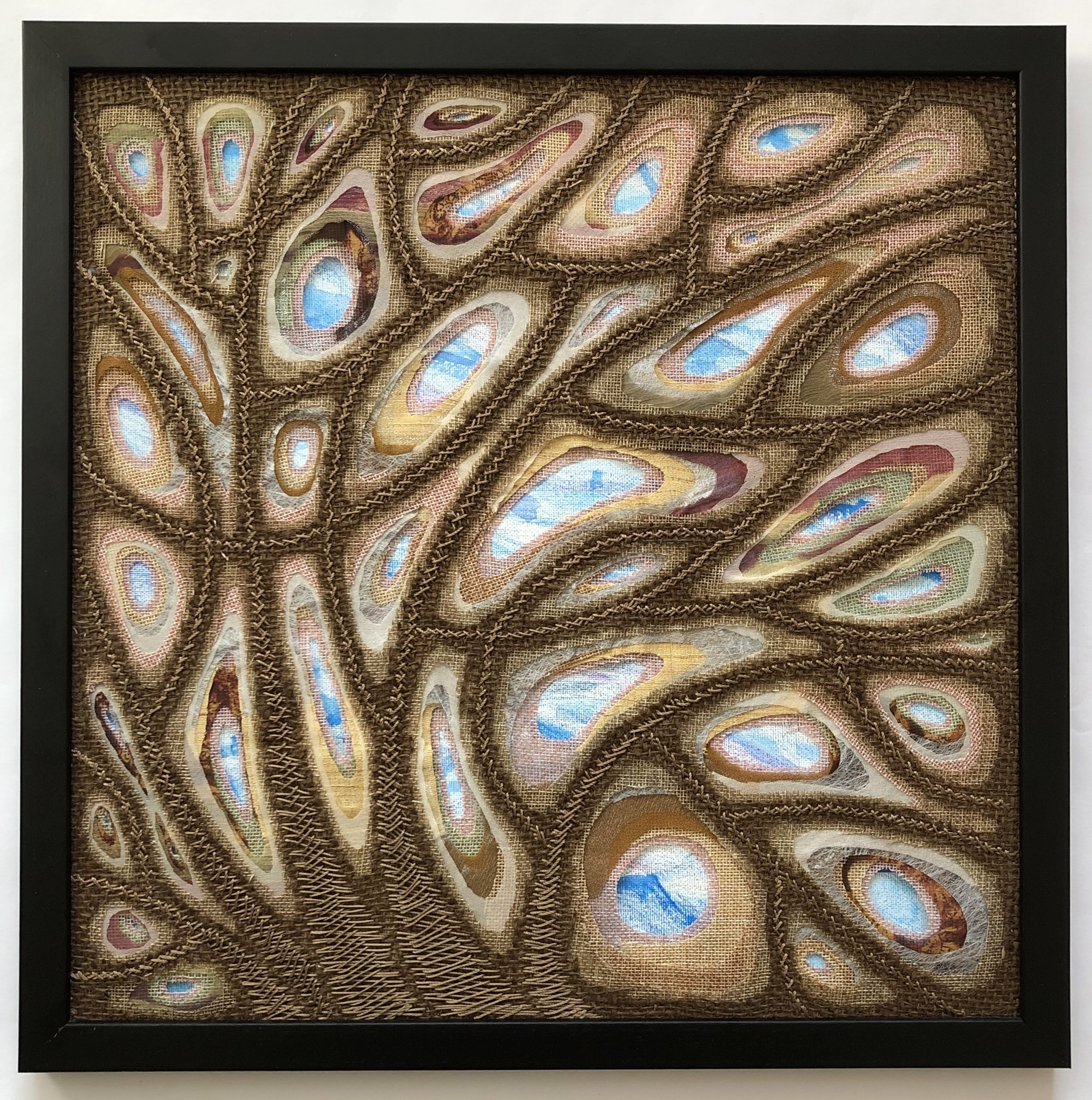 Nebe je dnes tak modré, Alisa Pirogova — Abstract, Textile — 40 × 40 cm