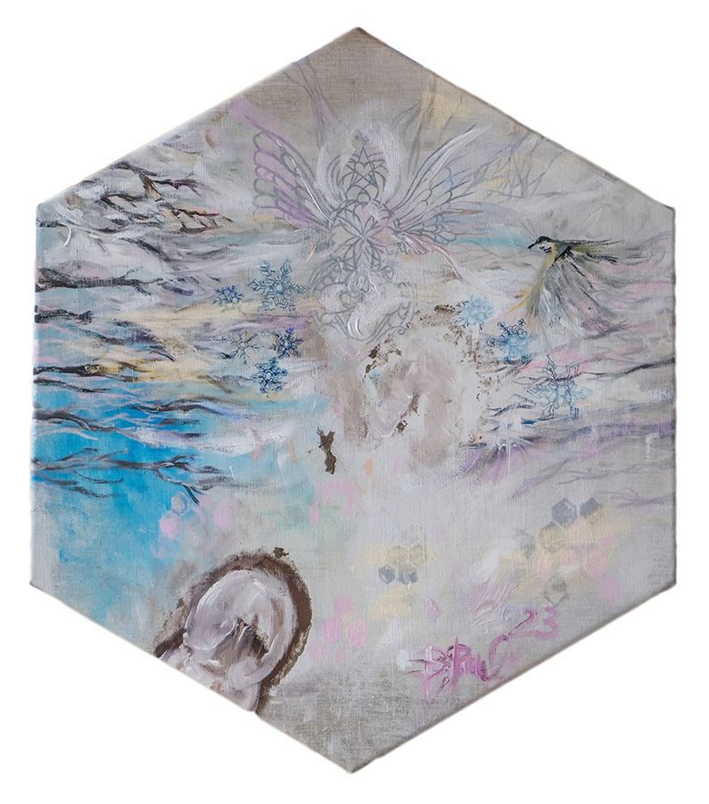 Biela stopa, Barbora Paulovičová — Plátno, 60 × 60 cm