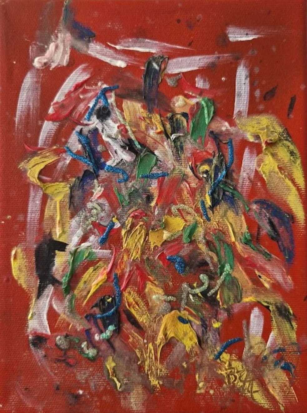 Červená, Barbora Paulovičová — Mixed Media, Expressionism, Canvas — 18 × 23 cm