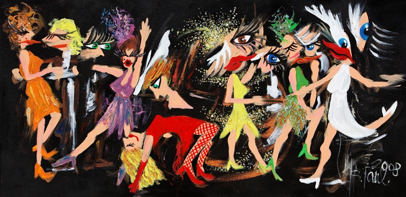 Let´s dance "L", Barbora Paulovičová — Mixed Media, Figurative, Canvas — 100 × 50 cm