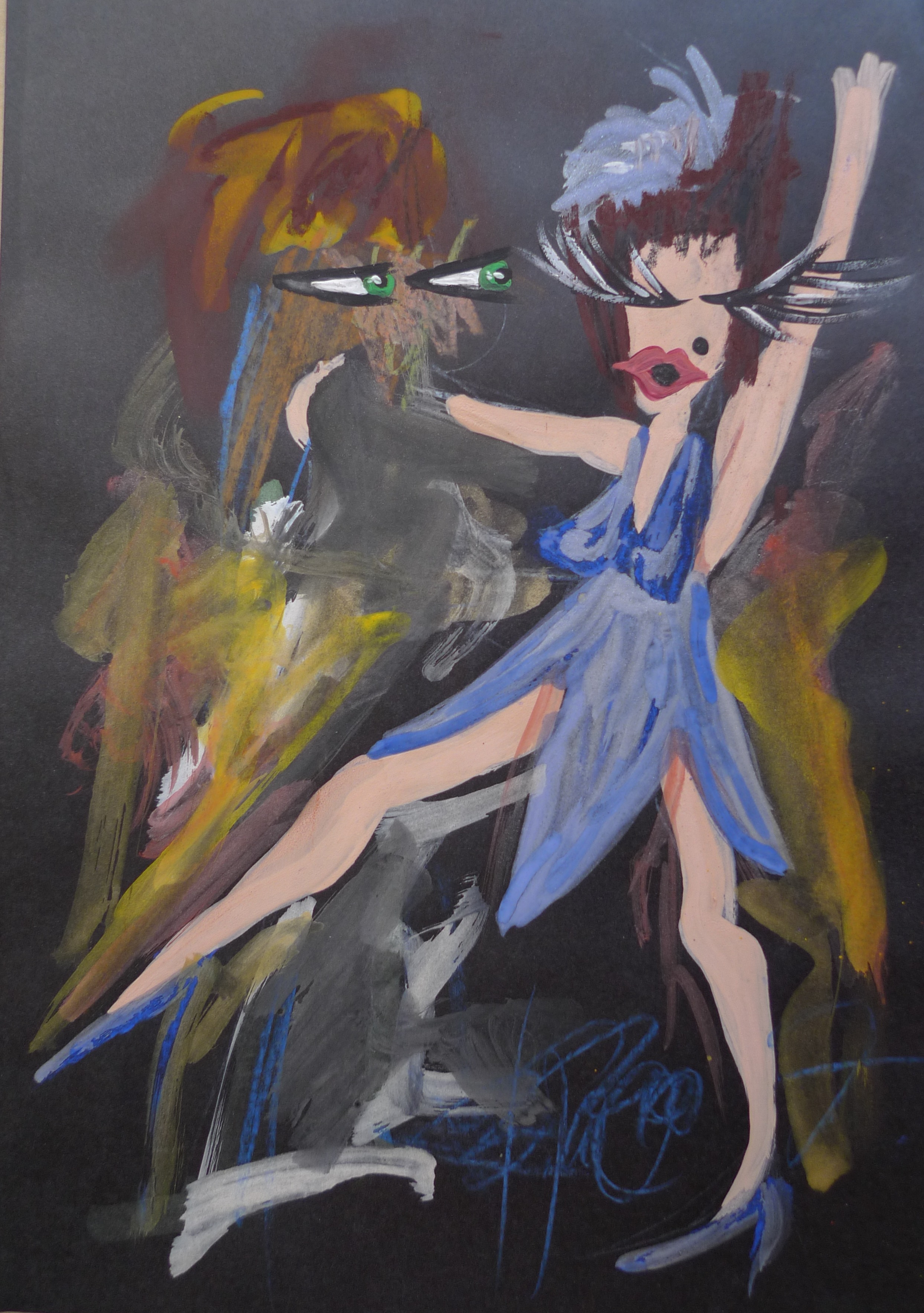 Lila, Barbora Paulovičová — Oil Pastel, Figurative, Paper — 22 × 31 cm